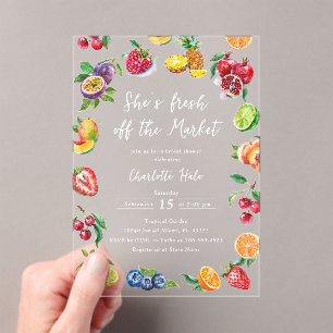 Off The Market Farmers Bridal Shower Acrylic Invitations