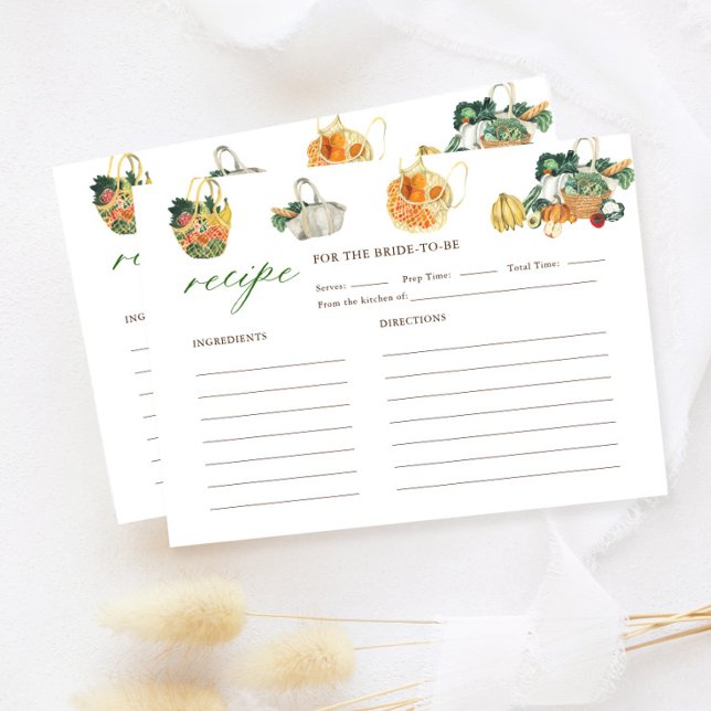 Off The Market Farmers Market Bridal Shower Recipe Enclosure Card (Creator Uploaded)