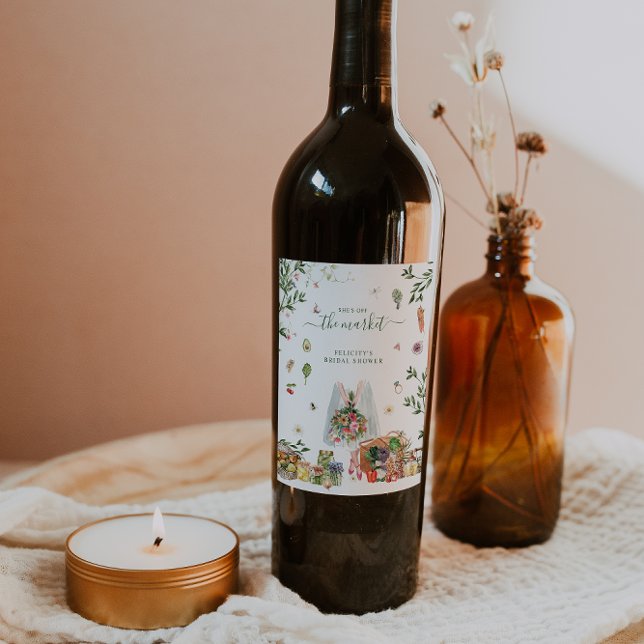 Off The Market | Farmer's Market Bridal Shower Wine Label (Creator Uploaded)
