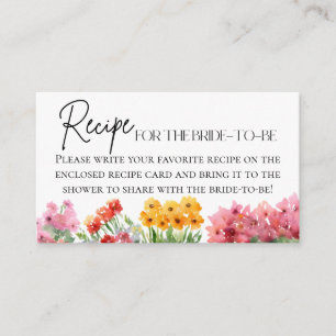 Off The Market Floral Shop Bridal Shower Recipe Enclosure Card