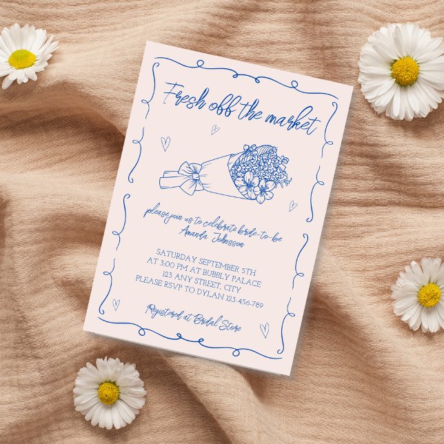 Off The Market Flowers Hand Drawn Bridal Shower Invitation (Off The Market Flowers Hand Drawn Bridal Shower Invitation)