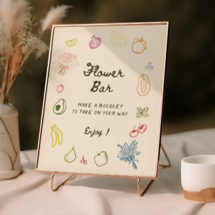 Off The Market Hand Drawn Bridal Shower Flower Bar Poster