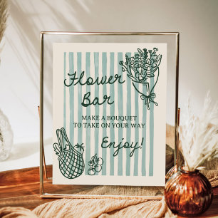 Off The Market Hand Drawn Bridal Shower Flower Bar Poster
