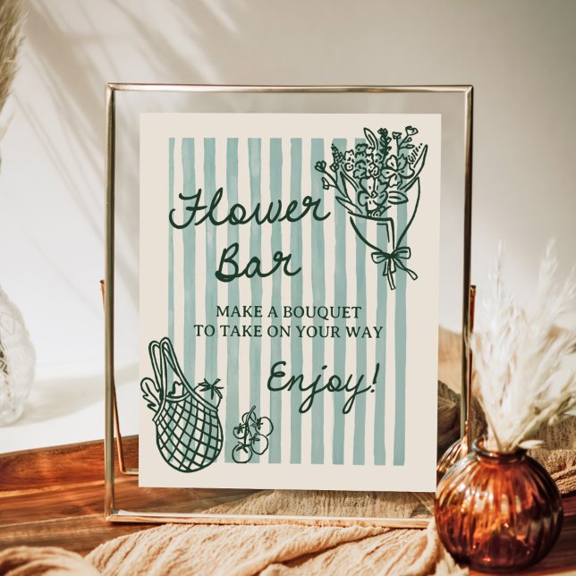 Off The Market Hand Drawn Bridal Shower Flower Bar Poster (Creator Uploaded)