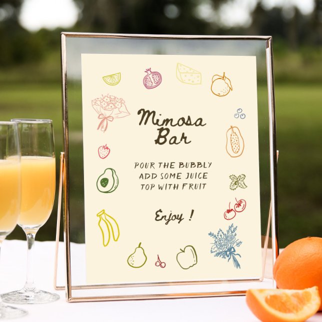 Off The Market Hand Drawn Bridal Shower Mimosa Bar Poster (Creator Uploaded)