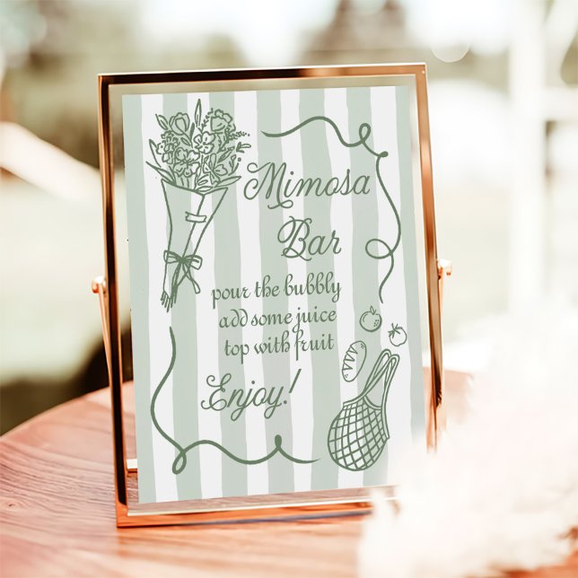 Off The Market Hand Drawn Bridal Shower Mimosa Bar Poster (Creator Uploaded)