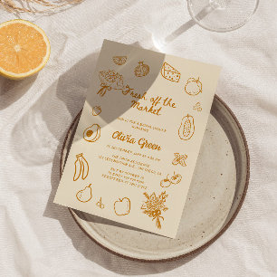Off The Market Orange Hand Drawn Bridal Shower Invitation