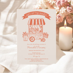 Off the market orange scribbles bridal shower invitation
