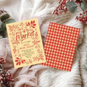 Off the Market Red Yellow Christmas Bridal Shower Invitation