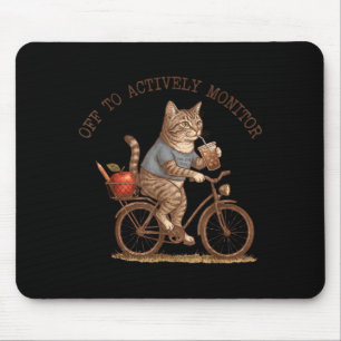 Off to Actively Monitor Funny Cat Testing Day Mouse Mat