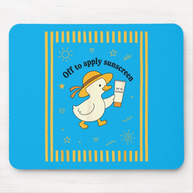 Off to Apply Sunscreen Duck Summer Beach Vacation Mouse Mat (Front)