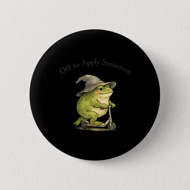 Off To Apply Sunscreen Frog Funny Summer Meme 6 Cm Round Badge (Front)