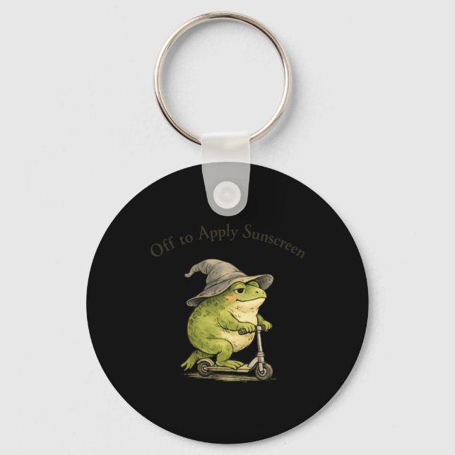 Off To Apply Sunscreen Frog Funny Summer Meme Key Ring (Front)