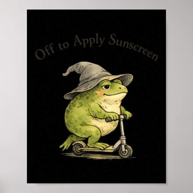 Off To Apply Sunscreen Frog Funny Summer Meme Poster (Front)