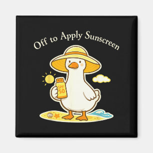 Off to Apply Sunscreen Goose Holiday Beach Trip Magnet