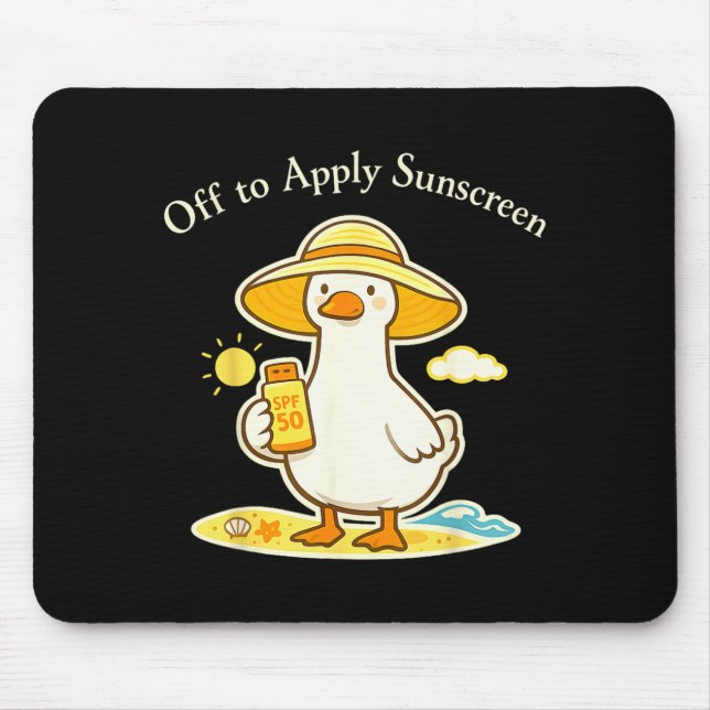 Off to Apply Sunscreen Goose Holiday Beach Trip Mouse Mat (Front)