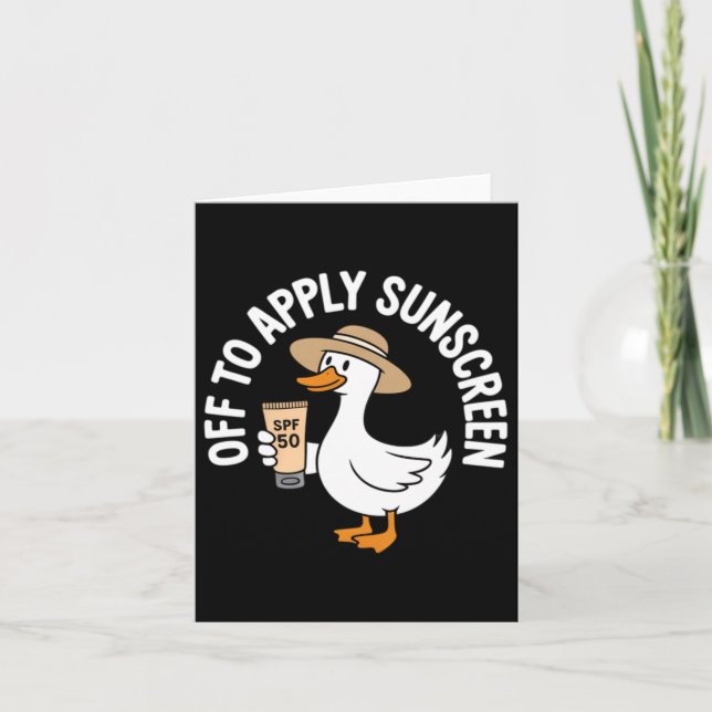 Off To Apply Sunscreen Goose Summer Beach Vacation Card (Front)