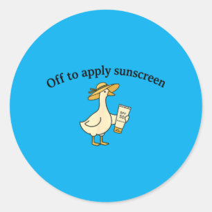 Off to Apply Sunscreen Goose Summer Beach Vacation Classic Round Sticker