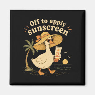 Off To Apply Sunscreen Goose Summer Beach Vacation Magnet