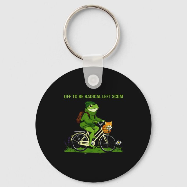 Off to be radical left scum funny frog cyclist  key ring (Front)