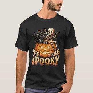 Off To Be Spooky Cat Skeleton Vintage Halloween T-Shirt