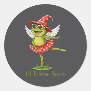 Off To Break Hearts Funny Frog Valentines Women Gi Classic Round Sticker