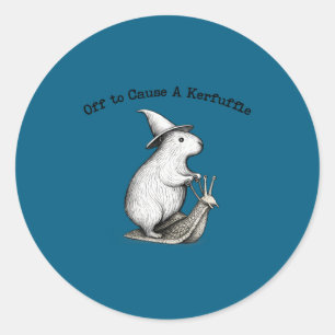 Off to cause a kerfuffle capybara meme classic round sticker