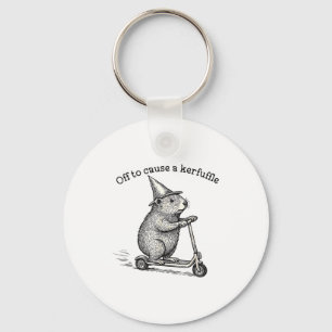 Off To Cause A Kerfuffle Capybara Scooter Chaos Fu Key Ring
