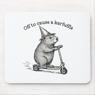 Off To Cause A Kerfuffle Capybara Scooter Chaos Fu Mouse Mat