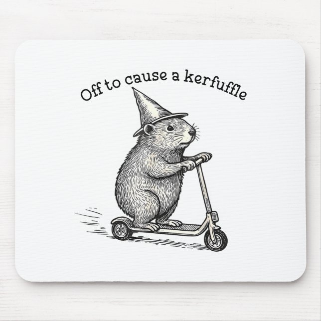 Off To Cause A Kerfuffle Capybara Scooter Chaos Fu Mouse Mat (Front)
