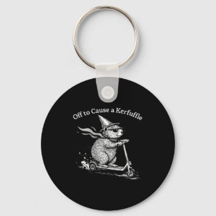 Off to cause a kerfuffle capybara scooter funny key ring