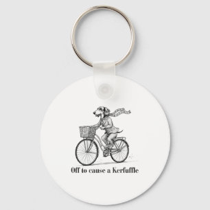Off To Cause A Kerfuffle Cute Dachshund Key Ring