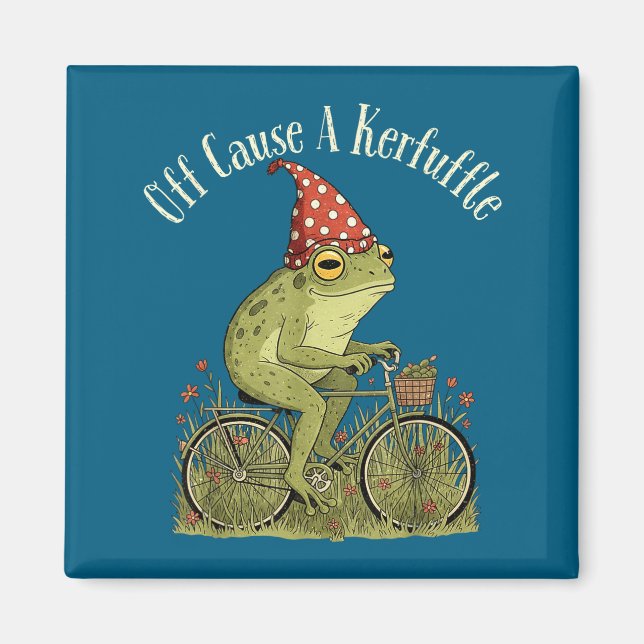 Off to cause a kerfuffle frog funny weirdcore magnet (Front)