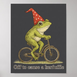 Off To Cause A Kerfuffle Frog Funny Weirore Saying Poster