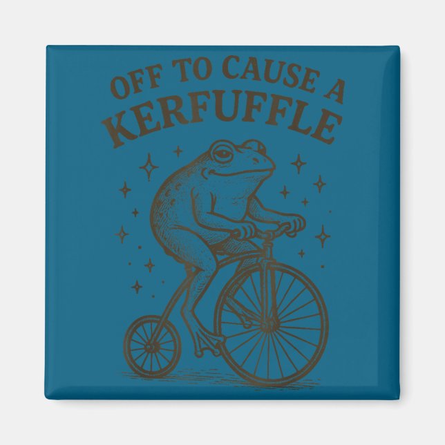 Off to cause a kerfuffle frog  magnet (Front)