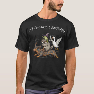 Off To Cause A Kerfuffle Frog Racoon Goose T-Shirt