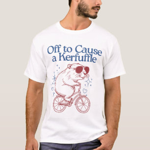 Off to Cause a Kerfuffle Funny Beaver on a Bike T-Shirt