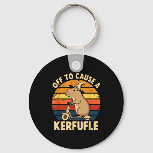 Off to cause a kerfuffle funny capybara joke meme key ring