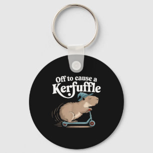 Off to cause a kerfuffle funny capybara joke meme key ring