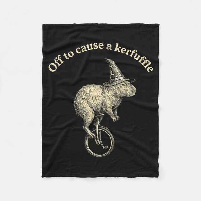 Off to cause a kerfuffle funny capybara meme  fleece blanket (Front)
