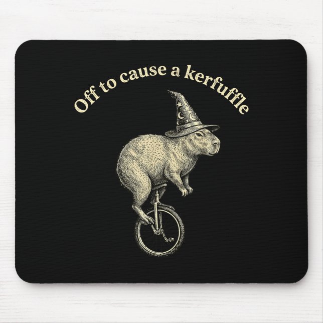 Off to cause a kerfuffle funny capybara meme  mouse mat (Front)