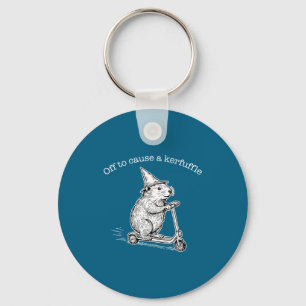Off To Cause A Kerfuffle Funny Capybara Scooter Ch Key Ring
