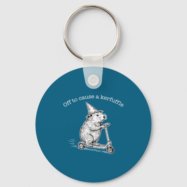 Off To Cause A Kerfuffle Funny Capybara Scooter Ch Key Ring (Front)