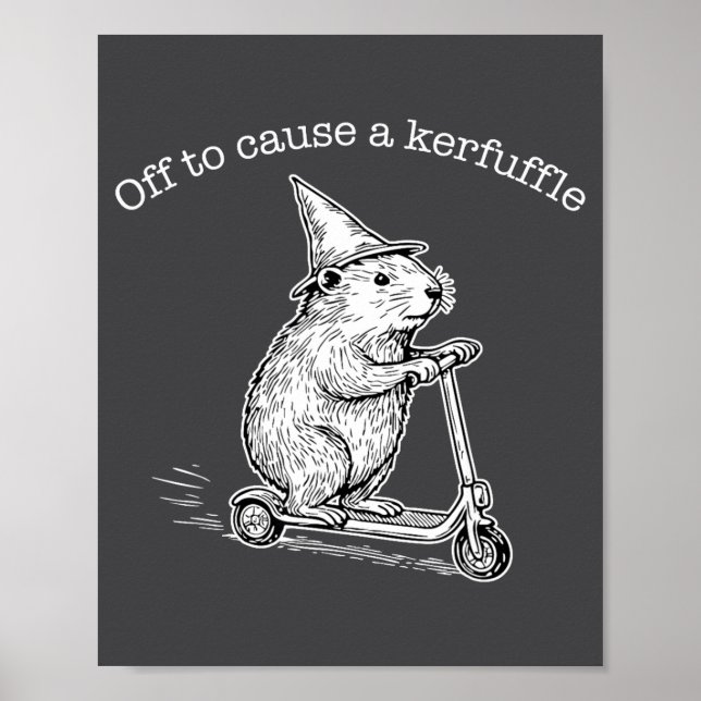 Off To Cause A Kerfuffle Funny Capybara Scooter Ch Poster (Front)