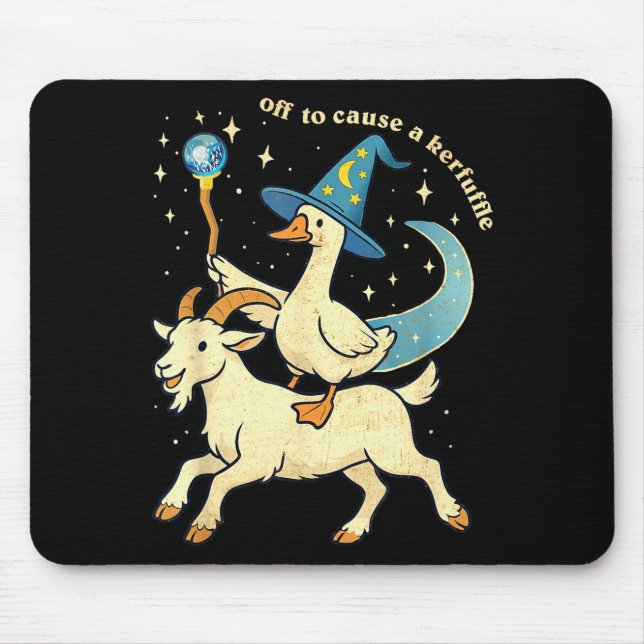 Off To Cause A Kerfuffle Funny Chaotic Weird Anima Mouse Mat (Front)