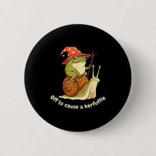 Off To Cause A Kerfuffle Funny Cowboy Frog Meme 6 Cm Round Badge