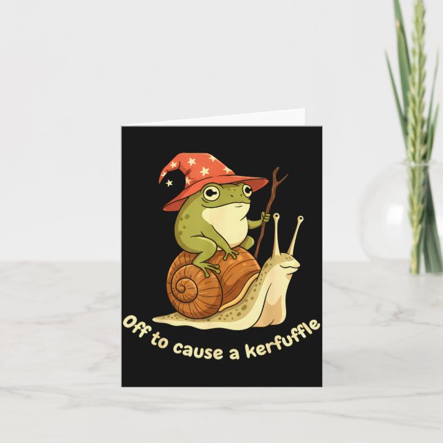 Off To Cause A Kerfuffle Funny Cowboy Frog Meme  Card (Front)