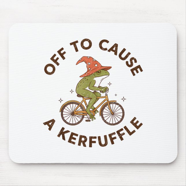 Off To Cause A Kerfuffle Funny Cowboy Frog Meme  Mouse Mat (Front)