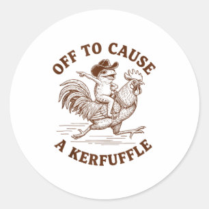 Off To Cause A Kerfuffle Funny Cowboy Frog Riding Classic Round Sticker