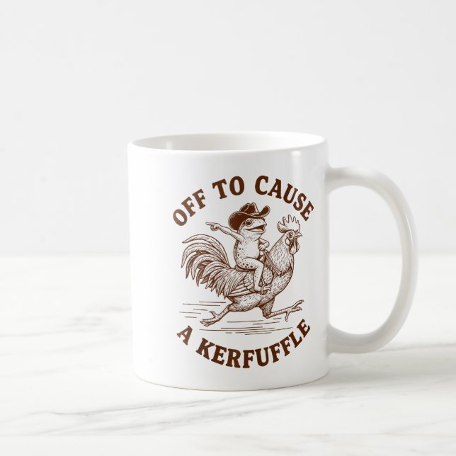 Off To Cause A Kerfuffle Funny Cowboy Frog Riding  Coffee Mug (Right)